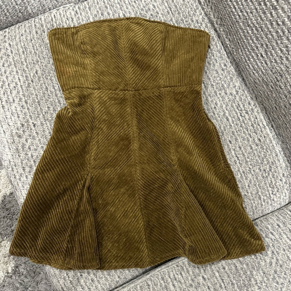 URBAN OUTFITTERS Green Corduroy Mini with Lace-Up Back